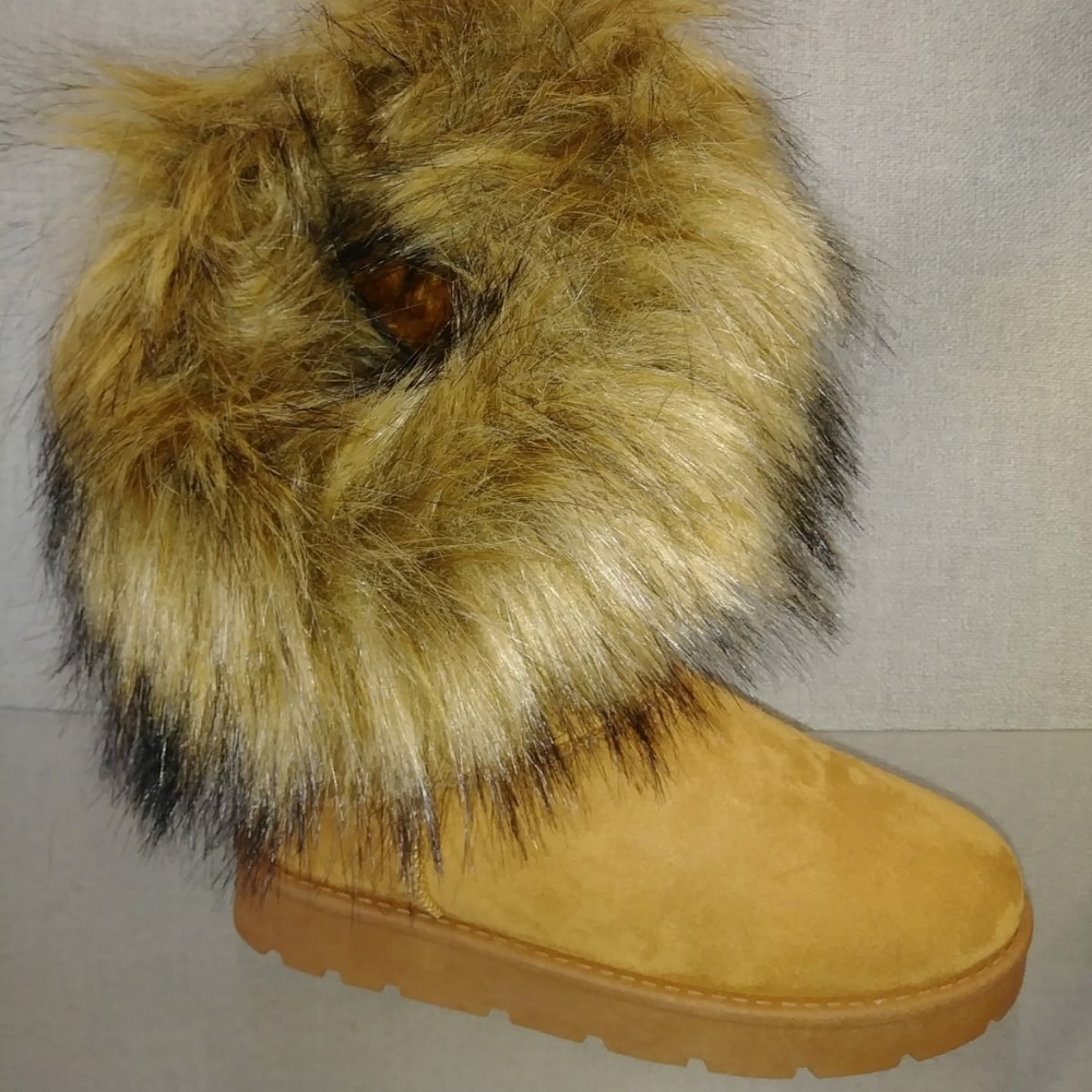 New Tan Fur F S Frozen Ankle Boots